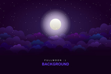 Fototapeta premium Purple sky landscape with cloudy and starry night