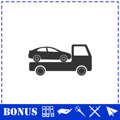 Tow car evacuation icon flat