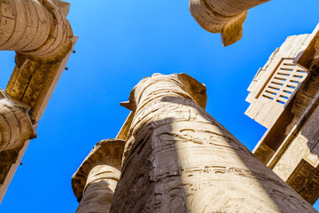 Columns in the great hypostyle hall of the Karnak temple