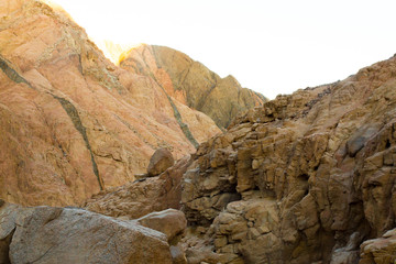 mountains and rock formations in the sinai desert 