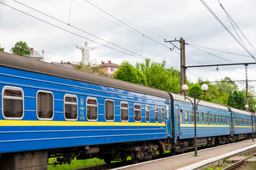 carriage stands on rails, Railway train, southwestern railway, Ukraine