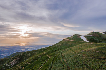 sunset mountain peak aerial Utah