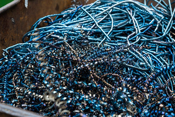 non-ferrous metal shavings in a basket