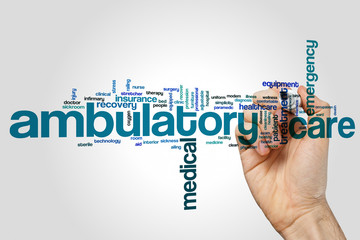 Ambulatory care word cloud concept on grey background