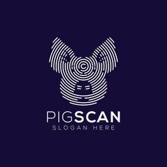 Pig Scan Technology Logo vector Element. Animal Technology Logo Template