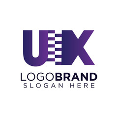 ux Initial letter with zipper logo vector template