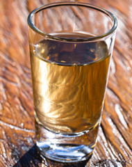cachaça or drip glass, typical Brazilian drink of bars and restaurant. National Passion, Alcohol Drink Concept.