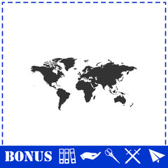 World map icon flat