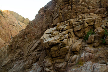 mountains and rock formations in the sinai desert 