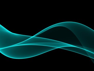 Abstract Light blue wave on black background