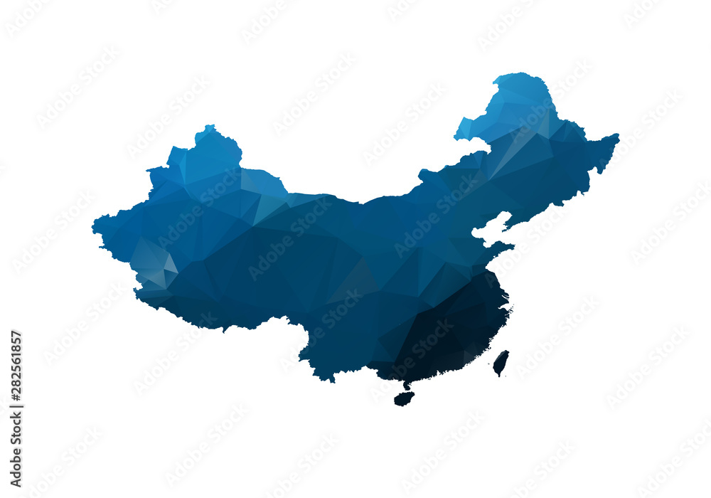 Poster vector map - blue geometric rumpled triangular. low poly map of afghanistan. contour/shape map isola