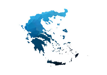 Vector Map - Blue Geometric Rumpled Triangular. Low poly map of Afghanistan. contour/shape map isolated on white background.