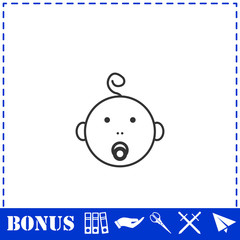 Cute baby with pacifier icon flat