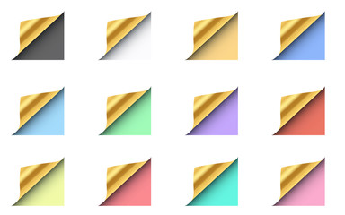 golden paper flip on the colorful paper background