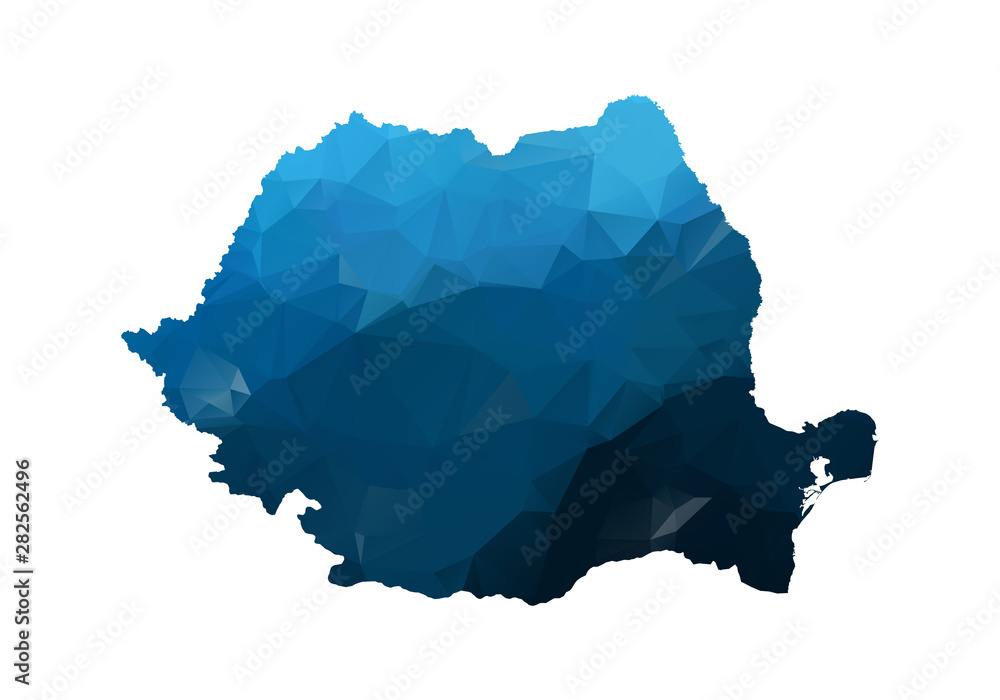 Poster vector map - blue geometric rumpled triangular. low poly map of afghanistan. contour/shape map isola