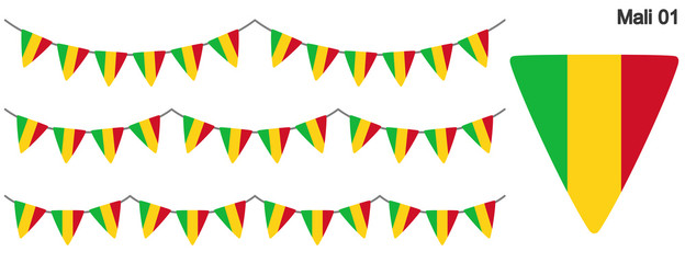 Obraz premium マリ共和国の国旗のガーラーンド ベクターデータ（bunting garland）
