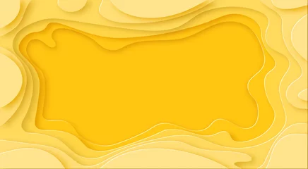Schattierungen von gelbem Hintergrund werden aus Papier mit Schatten geschnitten. Platz für Werbeankündigung. Abstraktion. Illustration © lily_studio