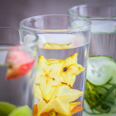 glasses of infused water with star fruit