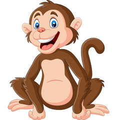 Cute baby monkey sitting on white background © tigatelu