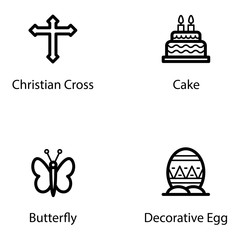 Easter And Christmas Icons Set