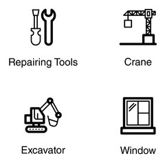Construction Tools Line Icons Pack  