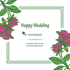 Crowd of flowers and leaf, with unique frame, for wallpaper of invitation card happy wedding. Vector