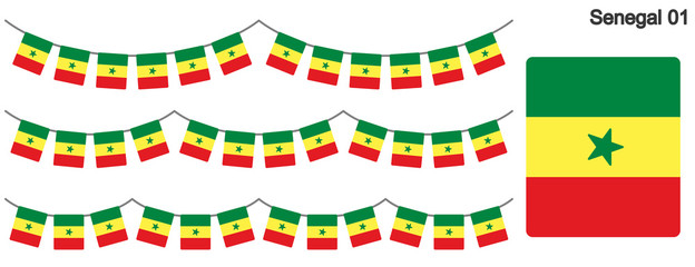 Fototapeta na wymiar セネガルの国旗のガーラーンド　ベクターデータ（bunting garland）