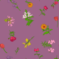 Fototapeta na wymiar vector seamless pattern with flowers
