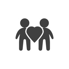 Couple with heart vector icon. filled flat sign for mobile concept and web design. Family love glyph icon. Symbol, logo illustration. Vector graphics