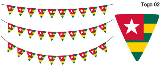 トーゴの国旗のガーラーンド　ベクターデータ（bunting garland）