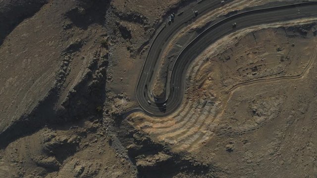 Cinematic dront shot of a Zig Zag road