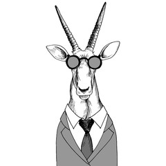 vector hand drawn head of antelope