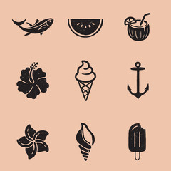 Vintage Tropical Icon Illustrations - 282564660