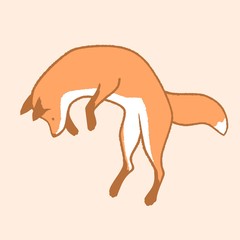 Cute cartoon Fox. Fox hung in jump