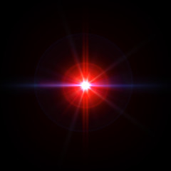 Lens flare Red light special effect Black background