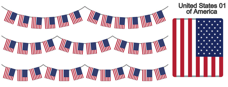 アメリカの国旗のガーラーンド　ベクターデータ（bunting garland）