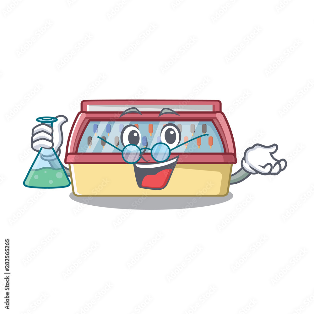 Sticker Professor ice cream freezer in a cartoon