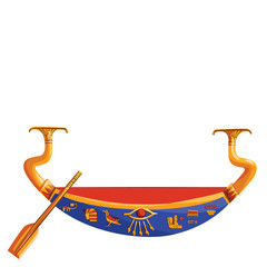 Ancient Egypt wooden boat with paddle for sun god trip cartoon vector illustration