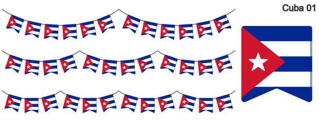 Obraz premium キューバの国旗のガーラーンド ベクターデータ（bunting garland）