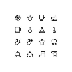 Set of winter, season, snow, weather outline style icon - vector