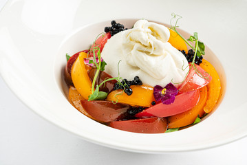 burrata with fresh ripe tomatoes