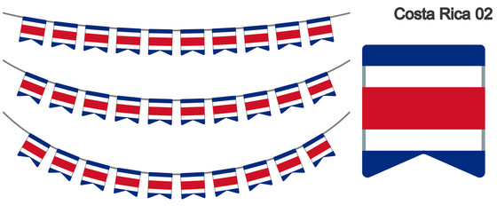 コスタリカの国旗のガーラーンド　ベクターデータ（bunting garland）