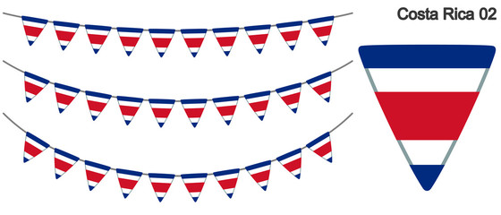 コスタリカの国旗のガーラーンド　ベクターデータ（bunting garland）