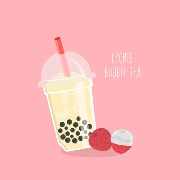 Lynchee Bubble tea or Pearl milk tea vector