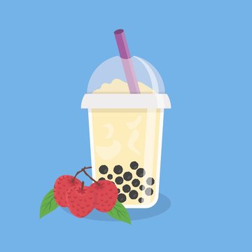 Lynchee Bubble tea or Pearl milk tea vector