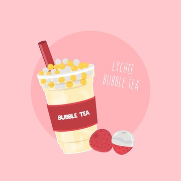 Lynchee Bubble tea or Pearl milk tea vector