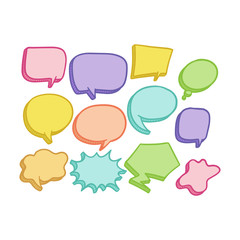 Colorful hand draw balloon speech bubbles set