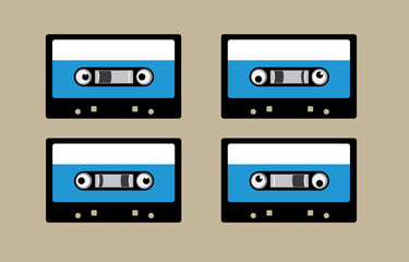 Retro Tape Cassettes Cartoon Animation Vector Illustration