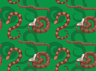 Snake Cottonmouth Cartoon Background Seamless Wallpaper