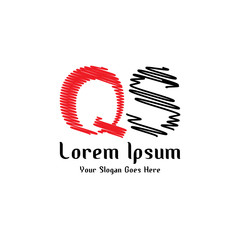 Design of alphabet letter QS with wavy lines stripe as a logo for a company or business